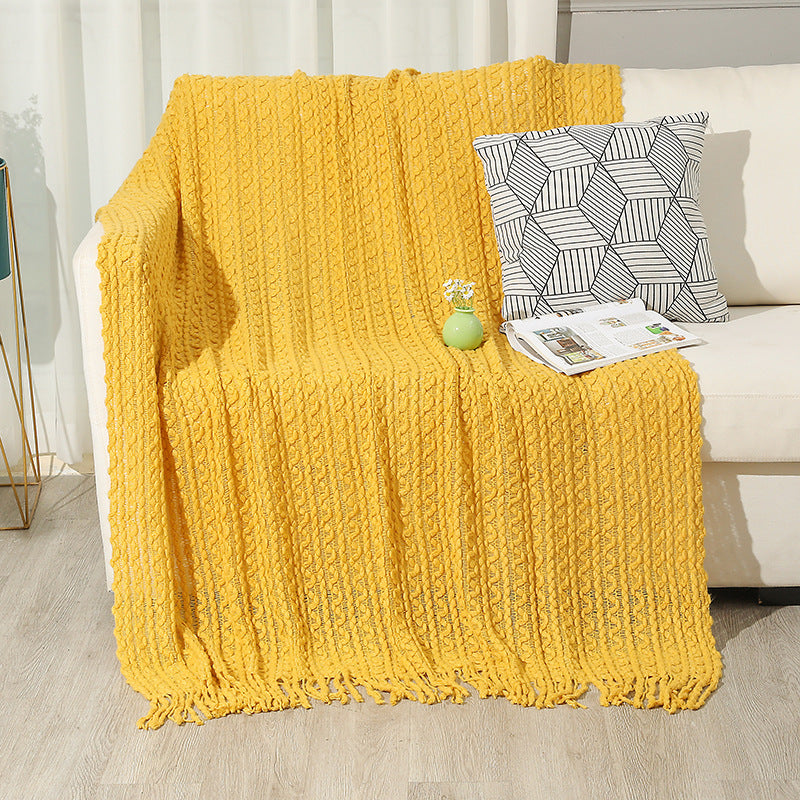Strukturierte Strickwurfdecke