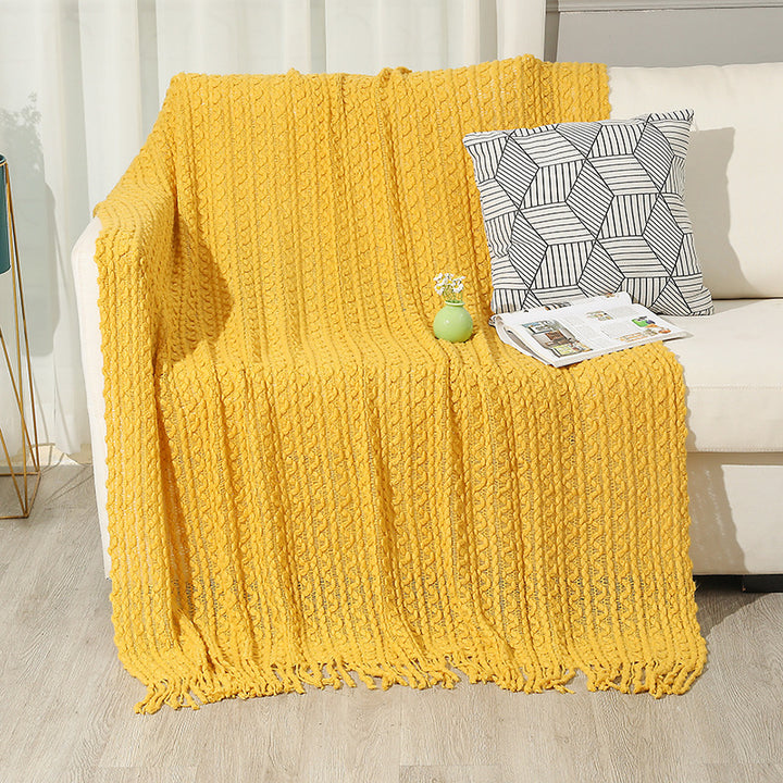 Strukturierte Strickwurfdecke