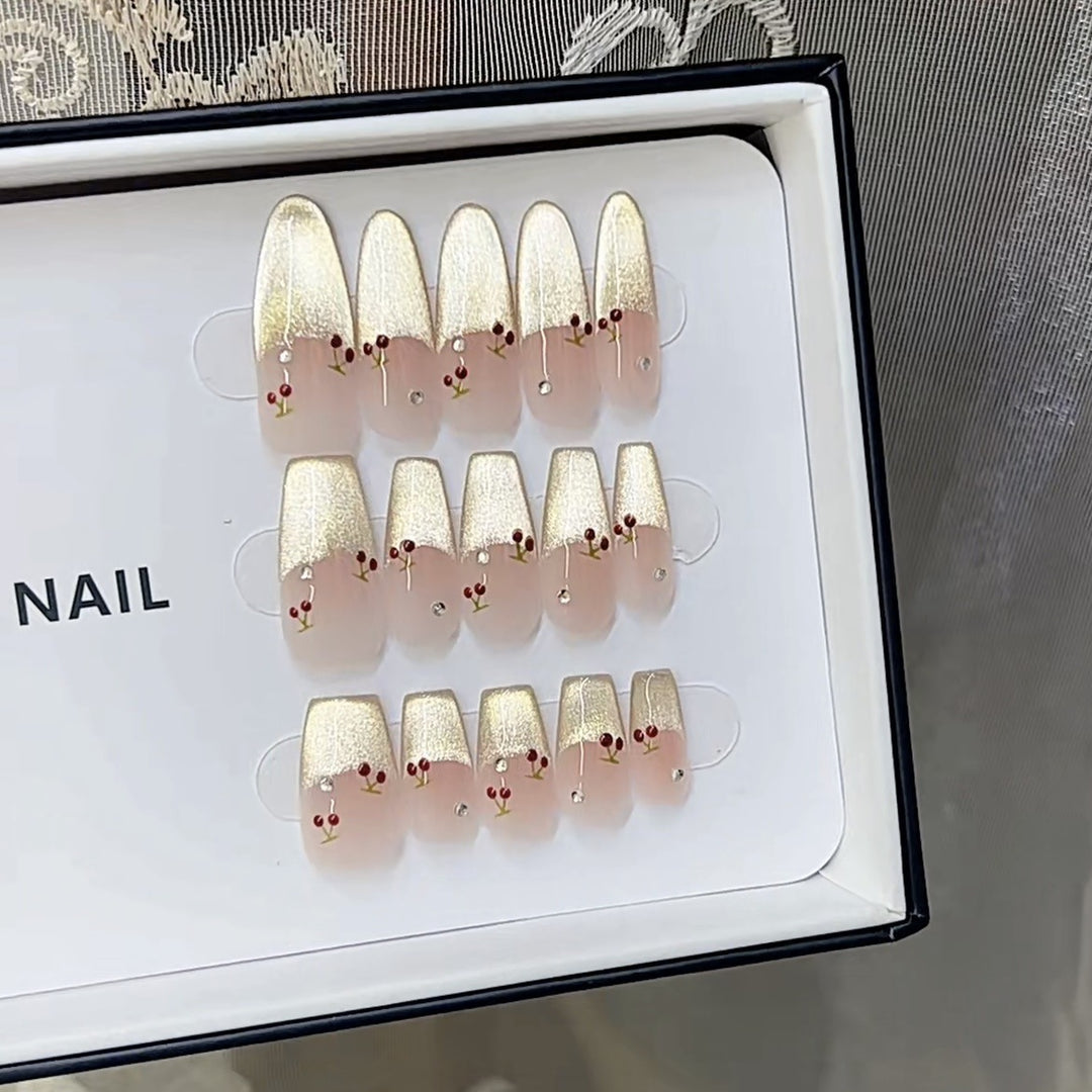 Künstlerisches floral dekoriertes Press-On Nagelset Karnz