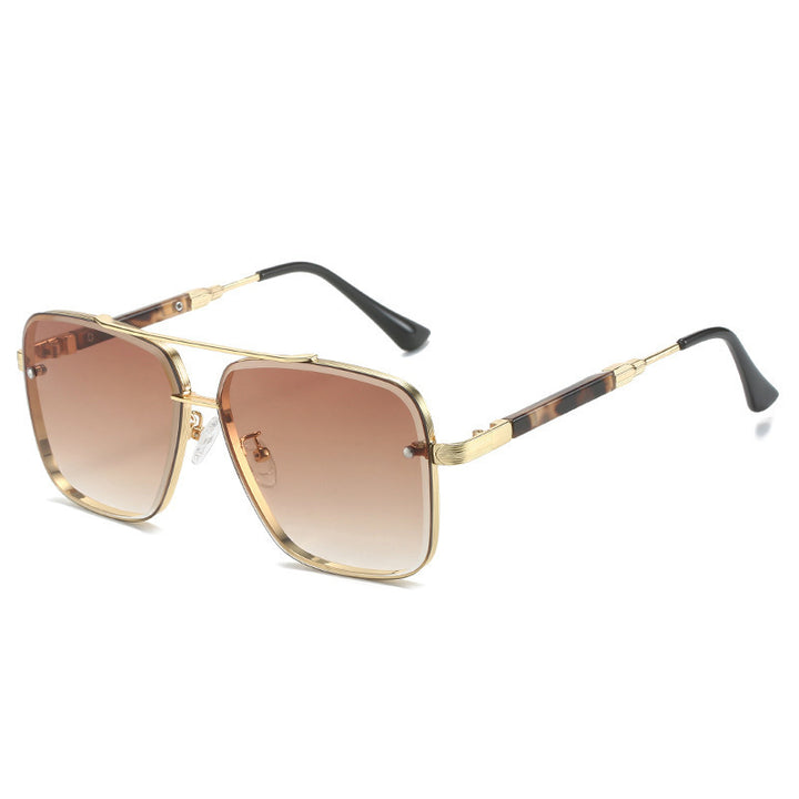Damen Geometrische Oversize-Sonnenbrille mit filigranem Metallrahmen Karnz