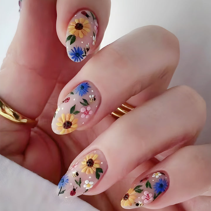 Blumen Themen Press-On Nagelkunst Karnz