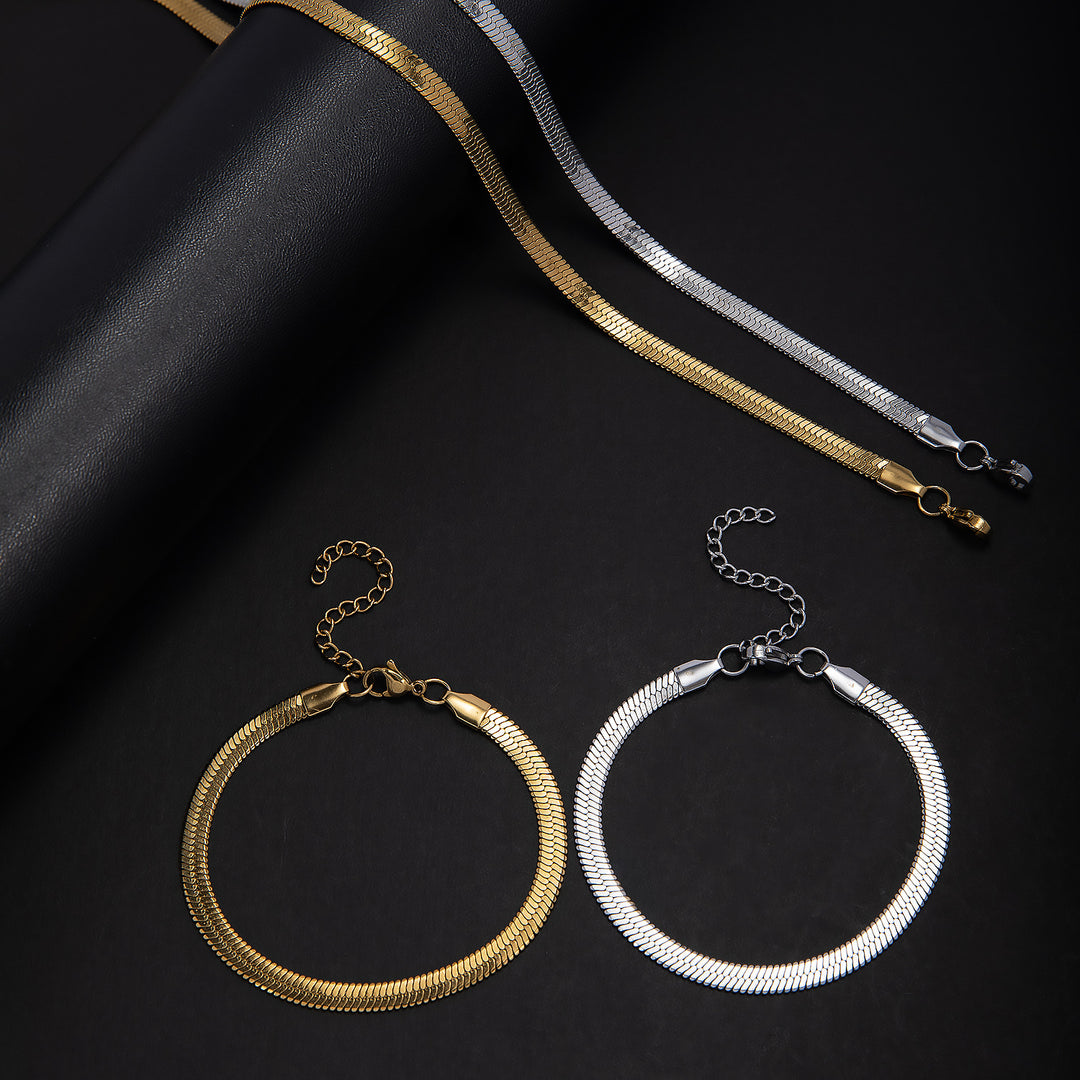 Elegantes Fischgrätenkette Schmuckset Karnz