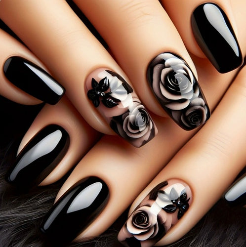 Künstlerische florale Press-On-Nagelkunstverzierung Karnz