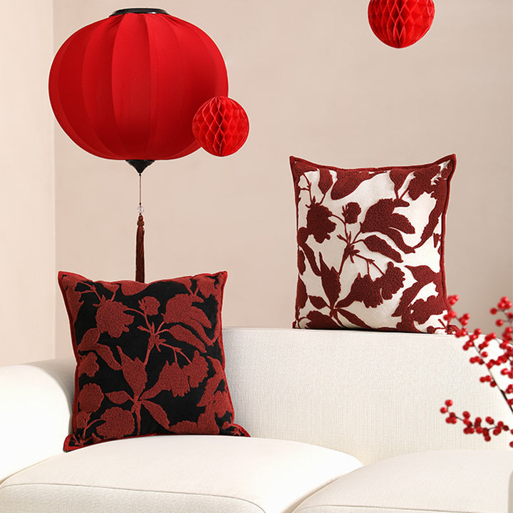Dekorativer Kissenbezug mit floraler Chenille-Tufting und Samtstruktur Karnz