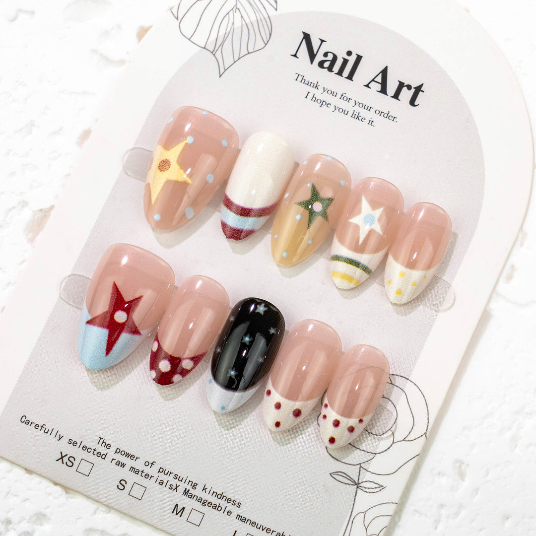 Kreatives Sternen-Thema Press-On Nagelkunst-Set