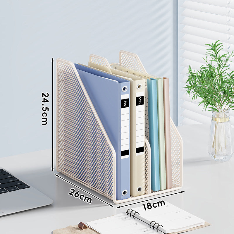 Mesh Desktop Vertical File and Folder Organizer Rack mit breiten Fächern und rutschfestem Sockel