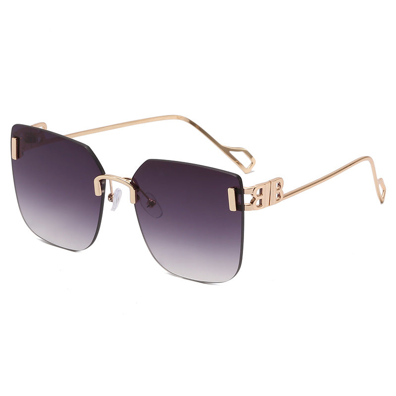 Damen elegante quadratische Sonnenbrille mit goldfarbenem Metallrahmen Karnz