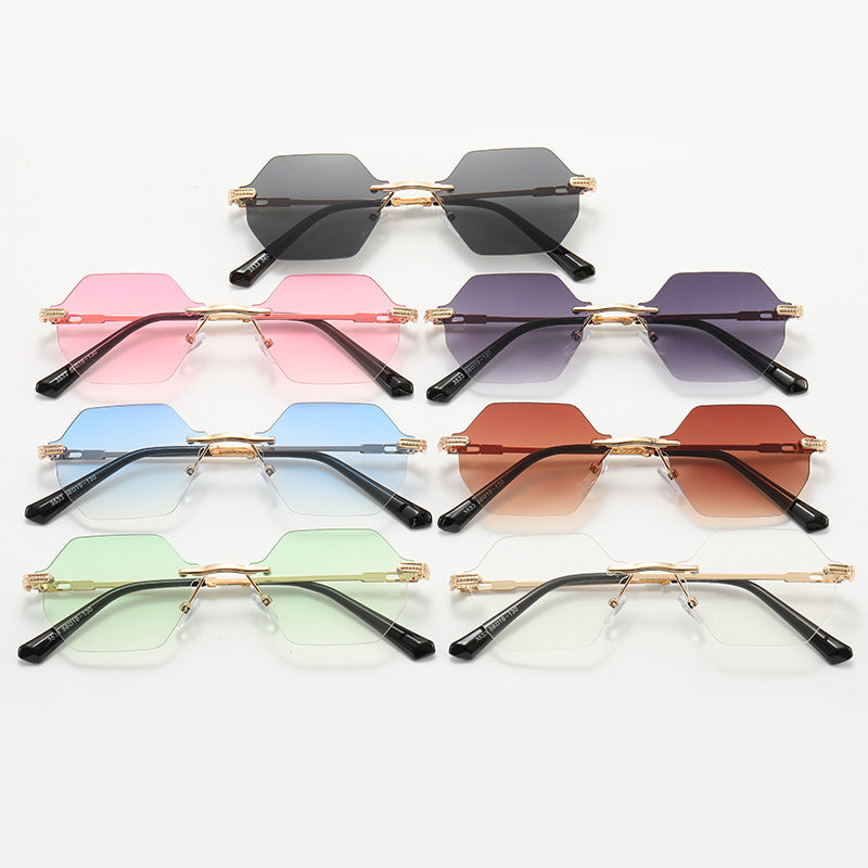 Damen hexagonale Designer-Sonnenbrille mit hochwertigem Metallrahmen Karnz