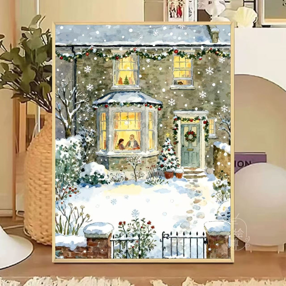 Gemütliche winterliche Café-Leinwandkunst Karnz