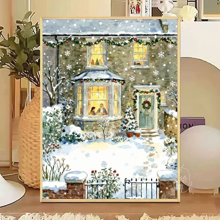 Gemütliche winterliche Café-Leinwandkunst Karnz