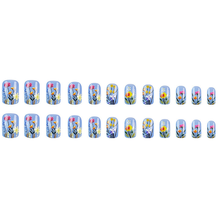 Floral-verzierte Press-On Nagelkunst Karnz