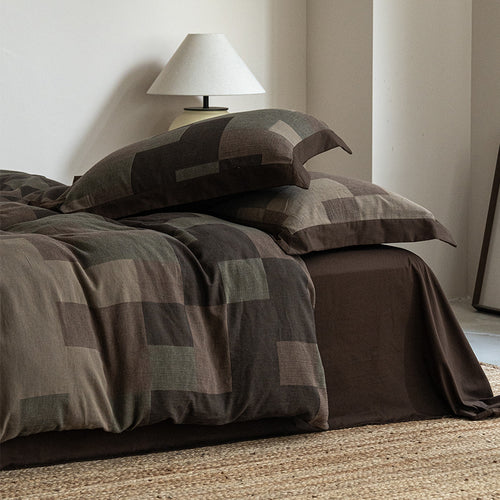 Umkehrbare Patchwork Chambray-Webart Bettwäsche und Kissenbezüge