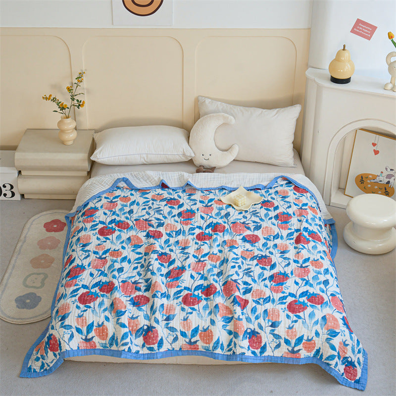 Leichtgewichtige Wendbare Baumwoll-Musselin Erdbeer Quiltdecke
