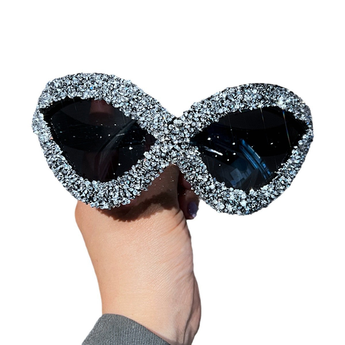 Damen extravagante Sonnenbrille mit funkelndem Kristallbesatz Karnz