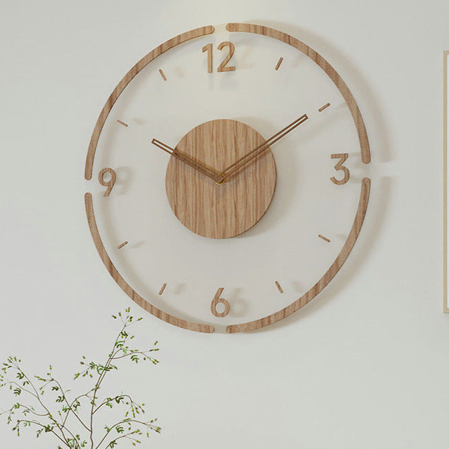 Nordic Silent Wanddekoration Uhr Aus Echtem Holz, 35 cm | Lautlos und Stylisch | Karnz