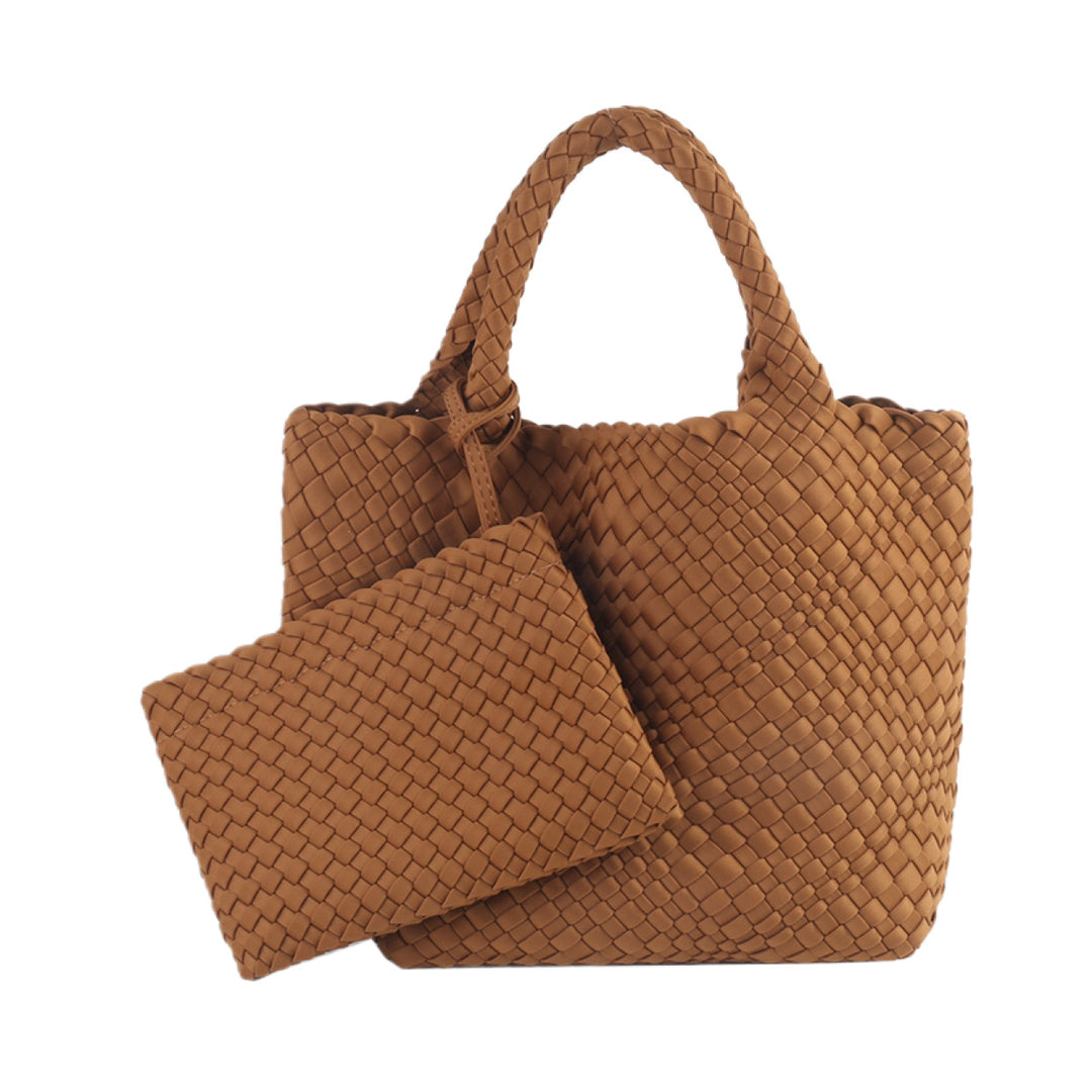 Geflochtene Handtasche mit Abnehmbarer Clutch Karnz