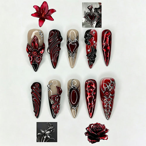Kunstvolle 3D Nagelspitzen mit eleganten Motiven Karnz