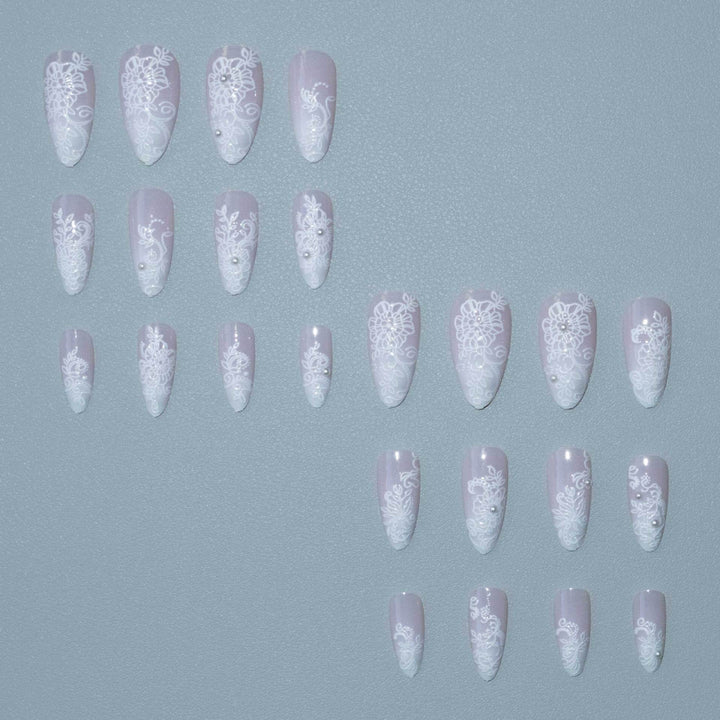 Elegantes Spitzen Design Acryl Nagelkunst Set