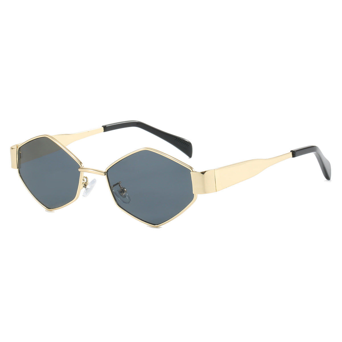 Damen moderne geometrische Sonnenbrille mit hochwertigem Metallrahmen Karnz
