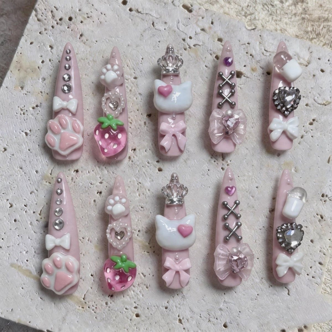 Verspieltes 3D-Nagelkunst-Set