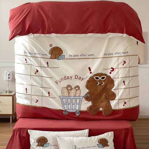 Cartoon Teddy Baumwollmischung Bettbezug Bettwäsche Set