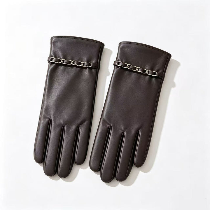 Elegante Lederhandschuhe mit Kettendetails Karnz