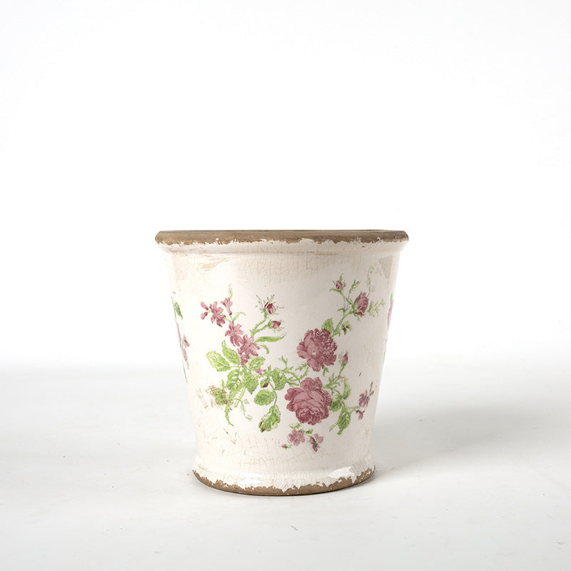 Dekorativer Keramik Blumentopf mit floralem Design Karnz