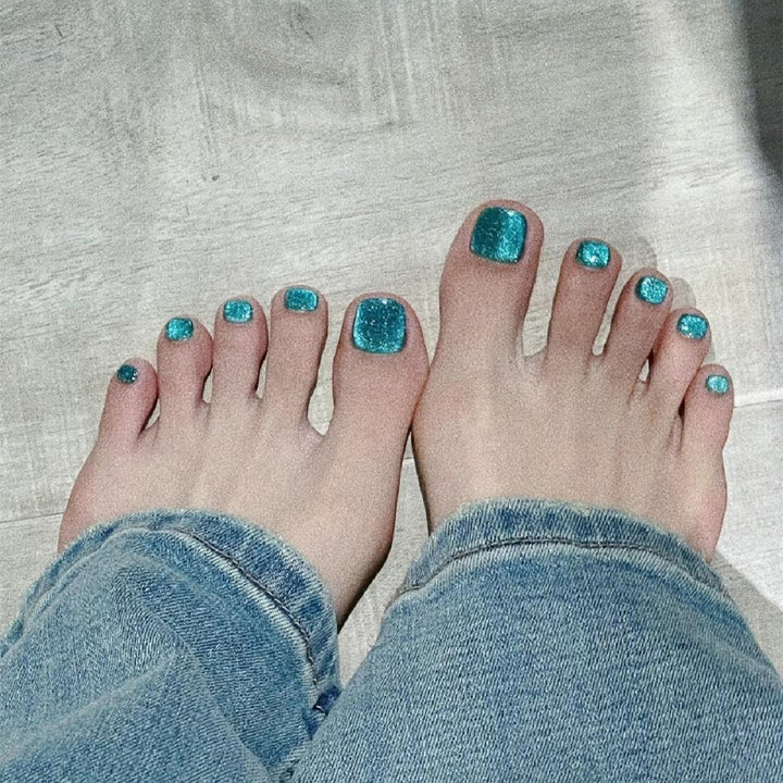 Glamouröse Glitzerige Druck-On Fußnagelkunst Karnz