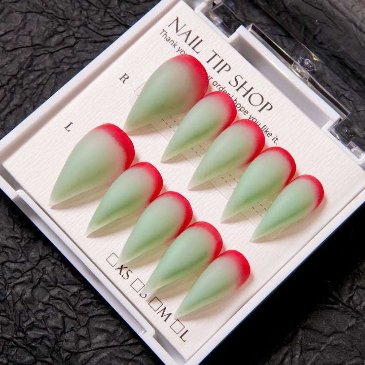 Stiletto Press-On Nail Set mit Ombre-Spitzen-Design