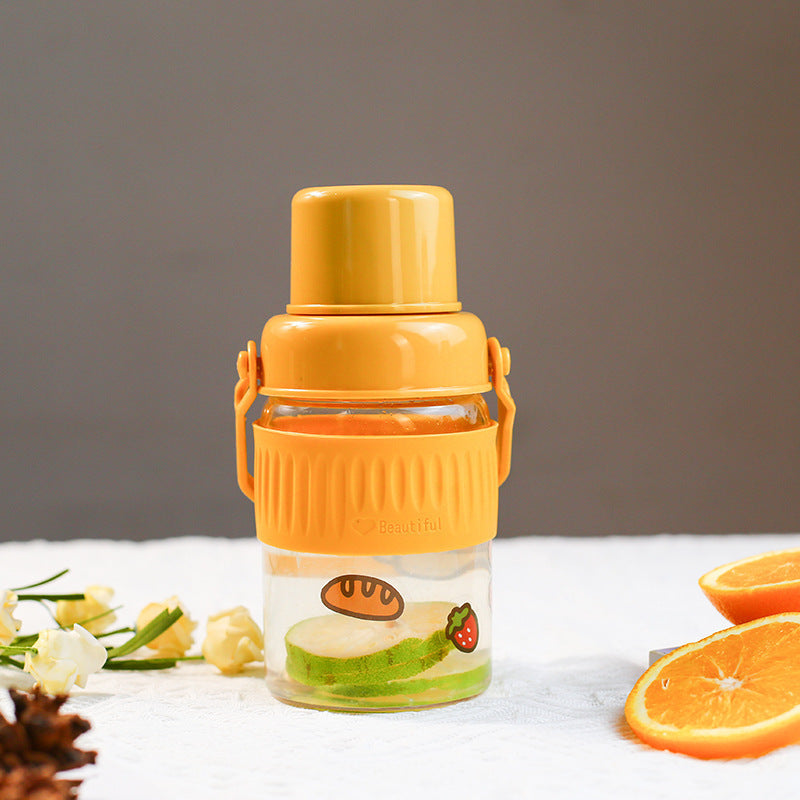 Damen trendige Glas-Trinkflasche mit praktischem Silikon-Schutz Karnz