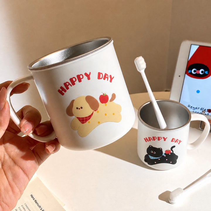 Keramiktasse mit Verspieltem Katzenmotiv und Fröhlichem Schriftzug Karnz