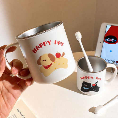 Keramiktasse mit Verspieltem Katzenmotiv und Fröhlichem Schriftzug Karnz