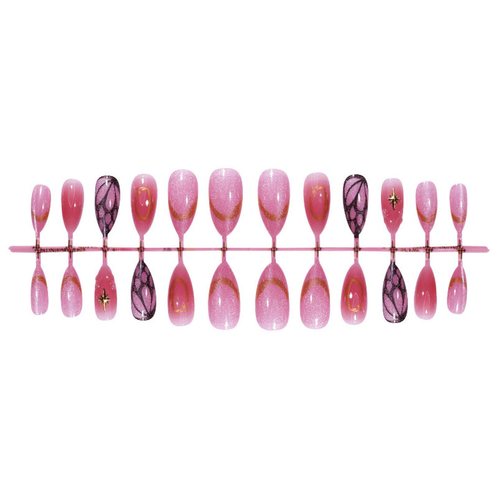 Dekoratives Press-On Nagelkunstset mit schimmerndem Glitzer und eleganten Mustern Karnz