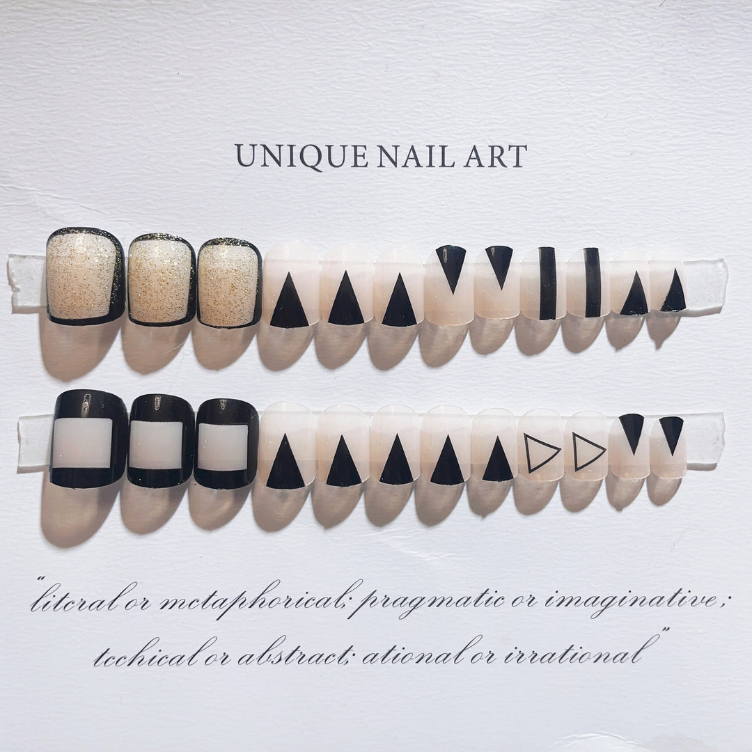 Künstlerisches geometrisches Press-On-Nagelset  1791803881