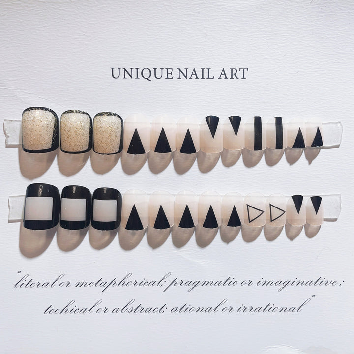 Künstlerisches geometrisches Press-On-Nagelset  1791803881
