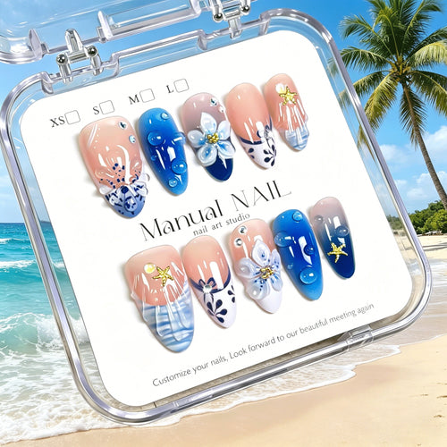 Künstlerisches florales Press-On-Nagelset Karnz