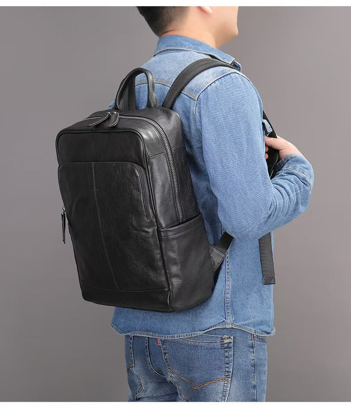 Professioneller Leder Laptop Rucksack