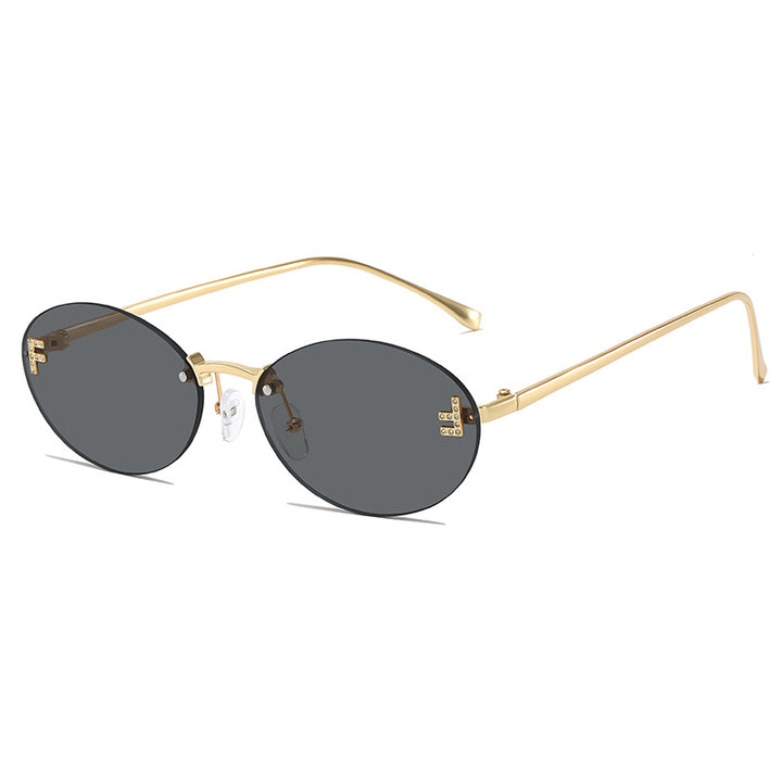 Elegante Metall-Oval-Sonnenbrille Karnz