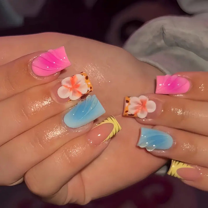 Tropisches Floral Acryl Nagelkunst Set Karnz