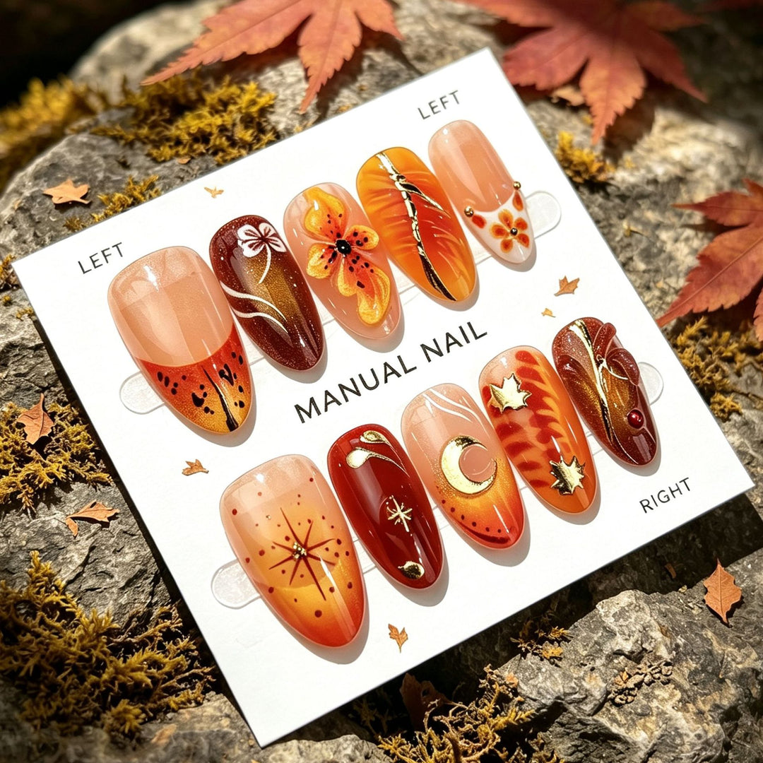 Herbst-Themen Manuelle Press-On Nagelkunst Set