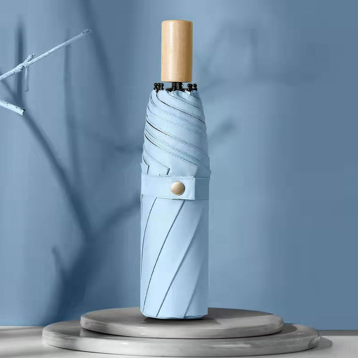 Damen Urbaner Faltbarer Regenschirm mit Holzgriff Karnz