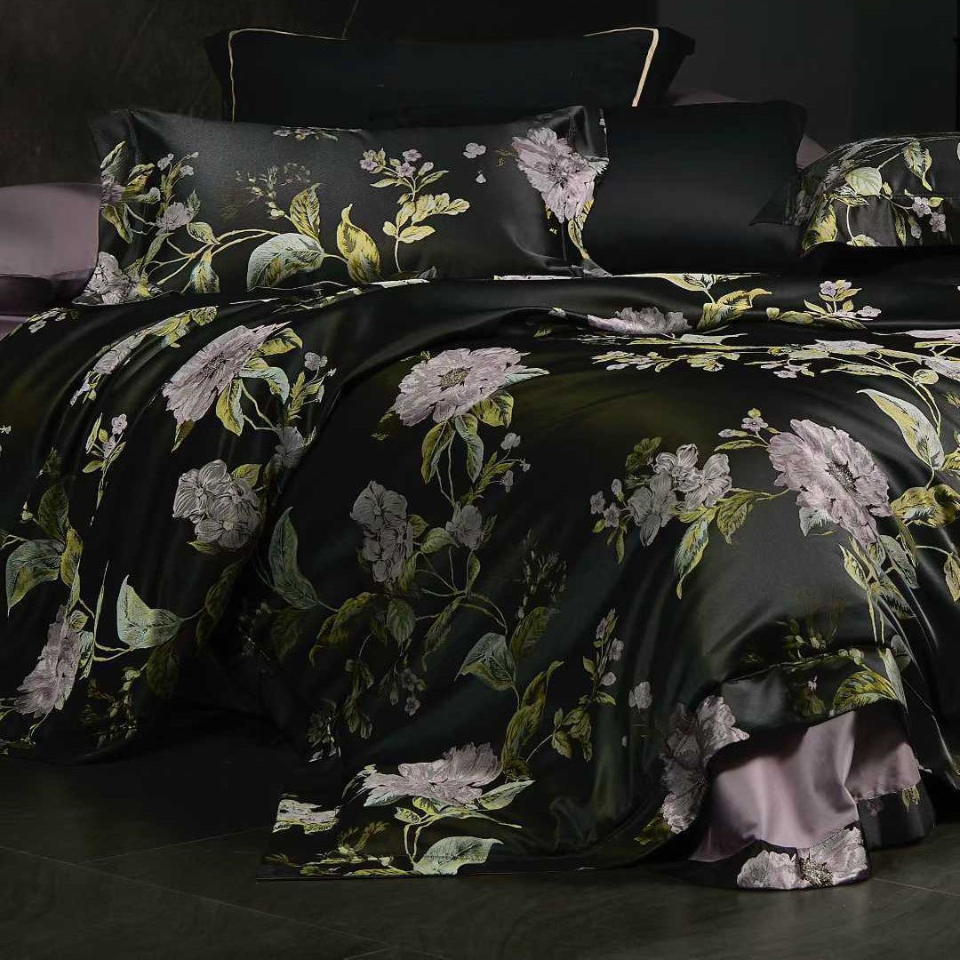 Luxuriöser Floral Satin Bettwäsche Bettbezug Set