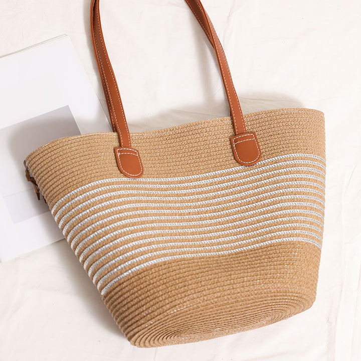 Damen Strandtasche mit robusten Ledergriffen Karnz