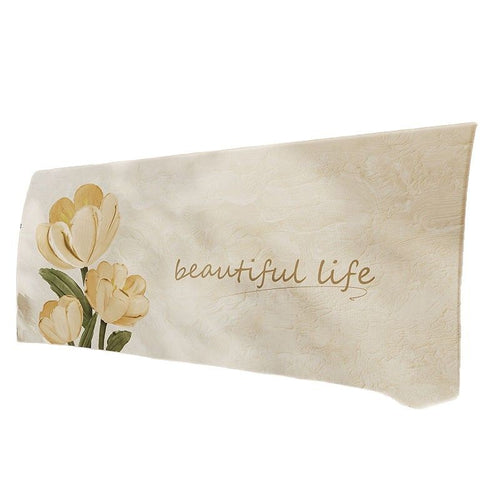 Decorative Padded Headboard Slipcover with Floral Print and Inspirational Script