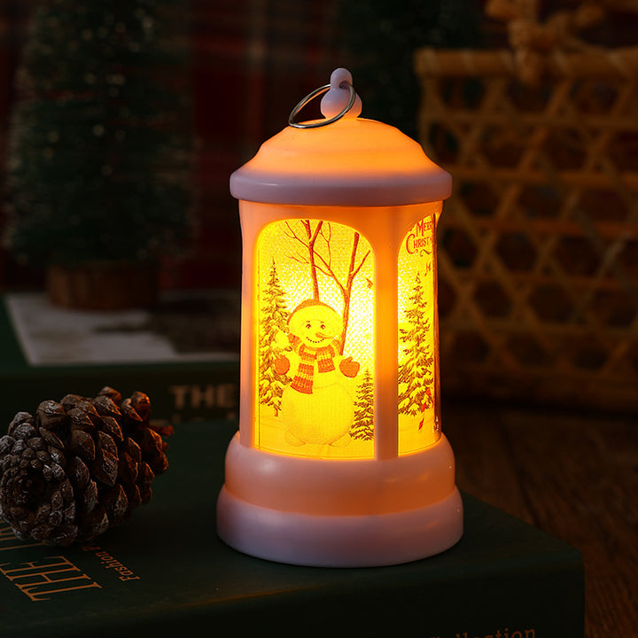 Nostalgische Weihnachtslaterne mit leuchtendem Weihnachtsmann-Motiv Karnz
