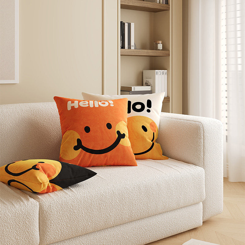 Square Plush Decorative Cushion Pillow with Illustrated House 'Room' Motif
