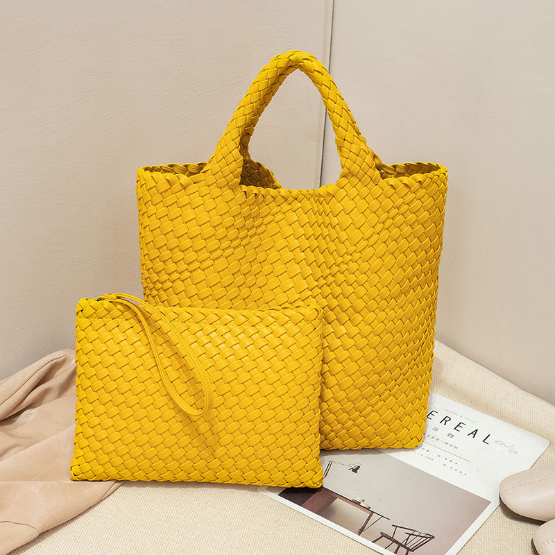 Elegante Geflochtene Handtasche mit Abnehmbarer Clutch Karnz