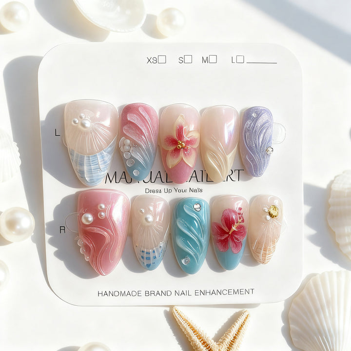Handgefertigtes Künstlerisches Press-On Nagelset
