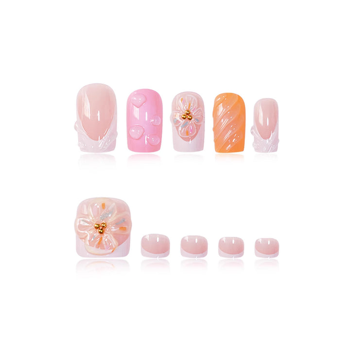 3D Floral Decorative Press-On Nails Set Karnz