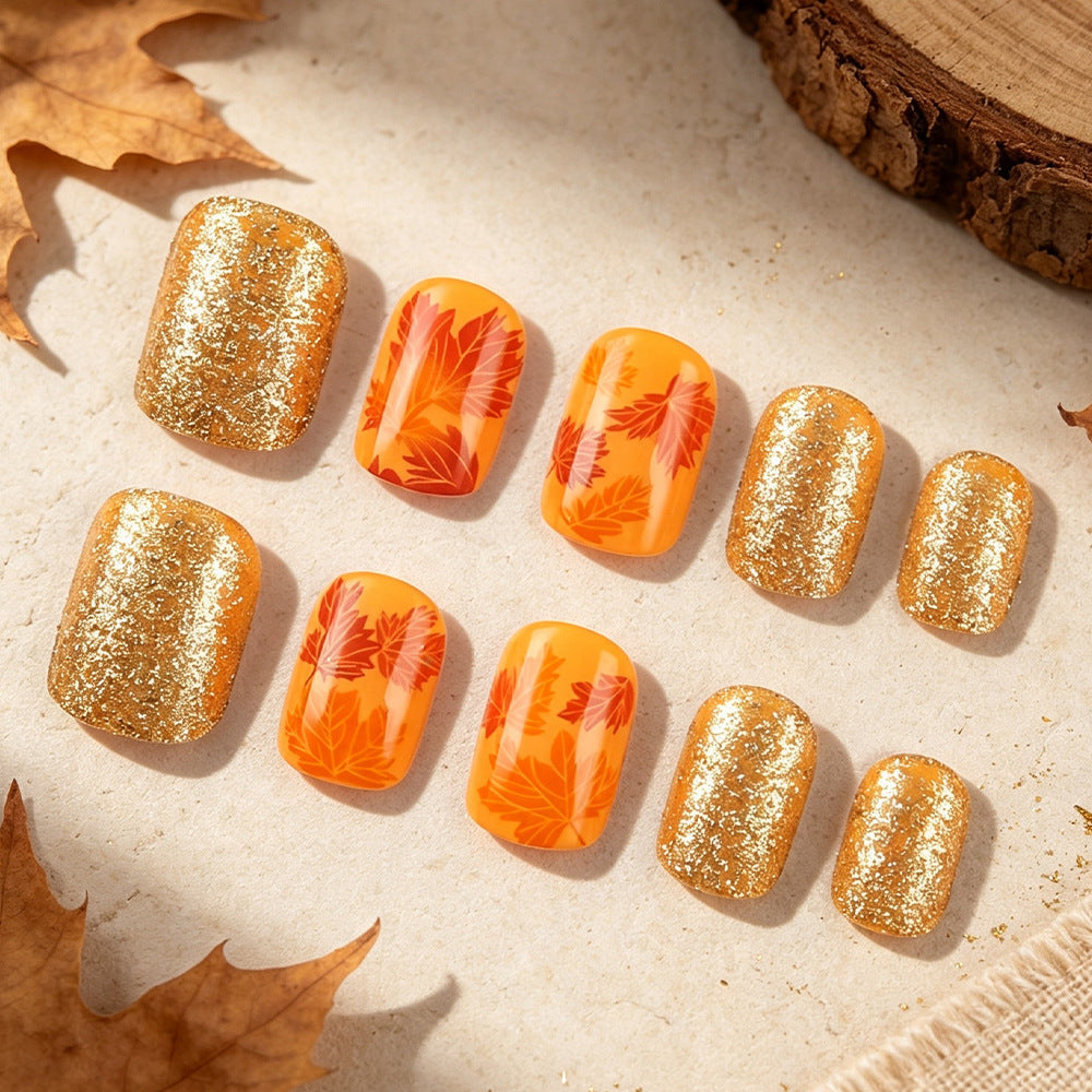 Herbstblatt Press-On Nagelkunst Karnz